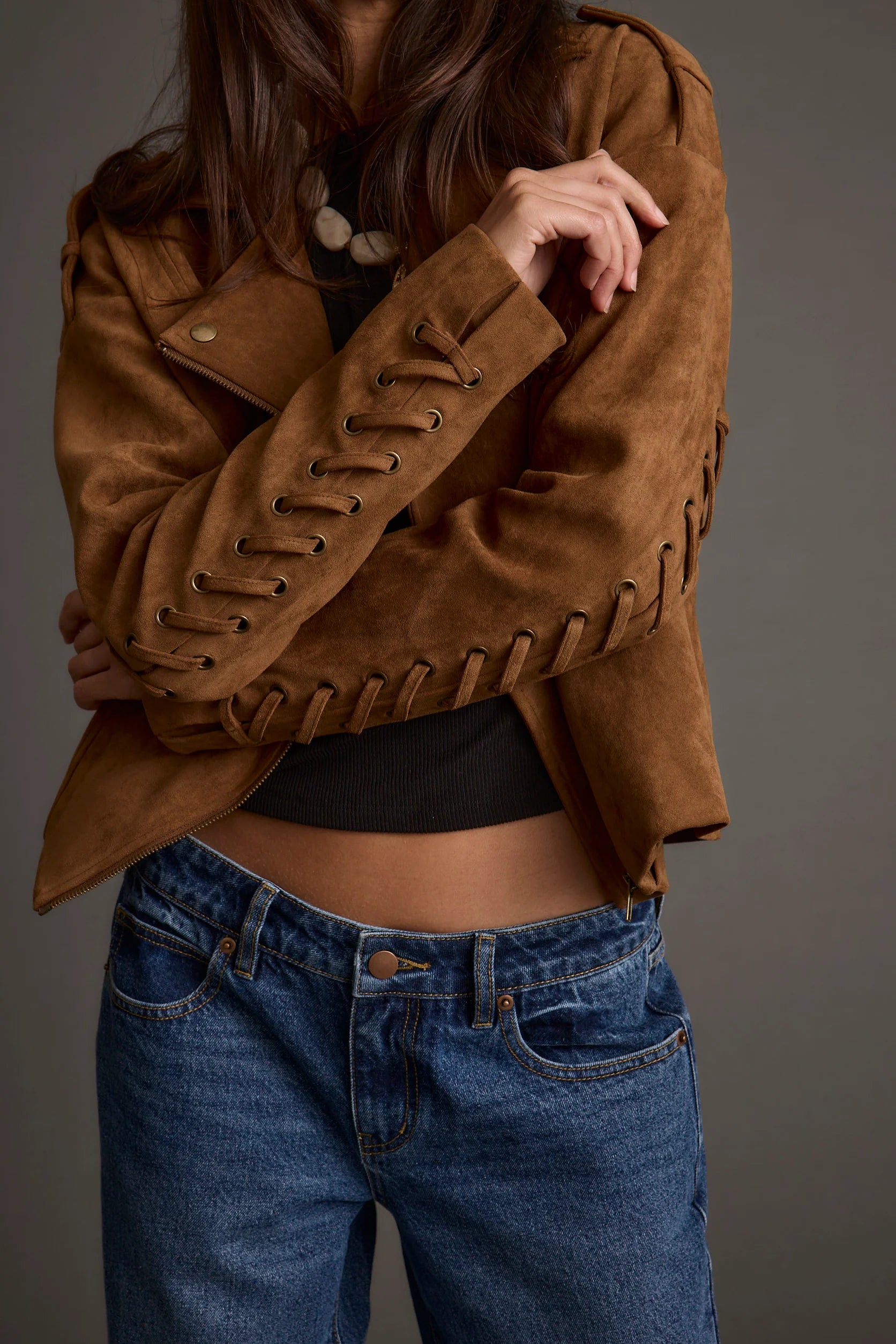 Camden Cognac Vegan Suede Jacket
