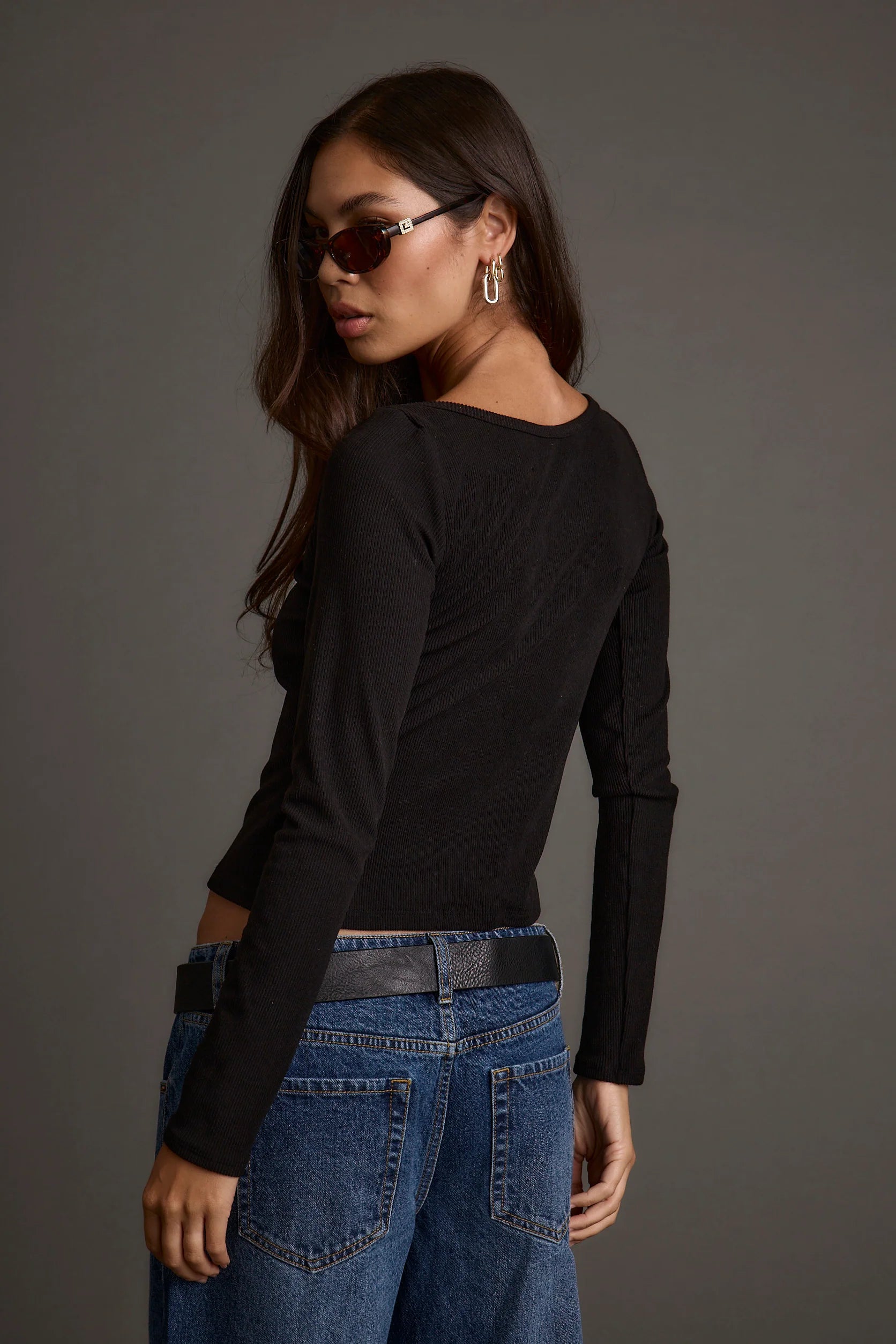 Matti Black Boat Neck Top