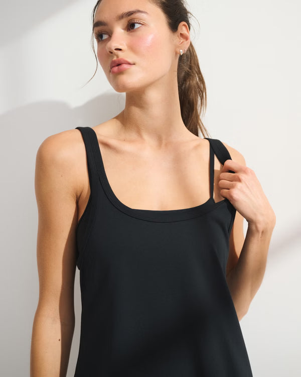 YPB On The Go Double-Layered Mini Dress-Black