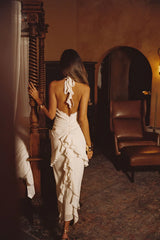 Aria Cream Halter Maxi Dress