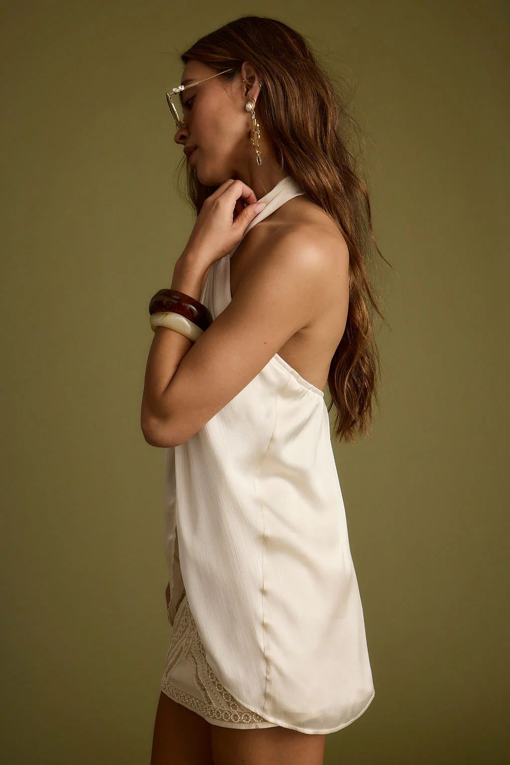 Moonlit Kiss Cream Satin Halter Top