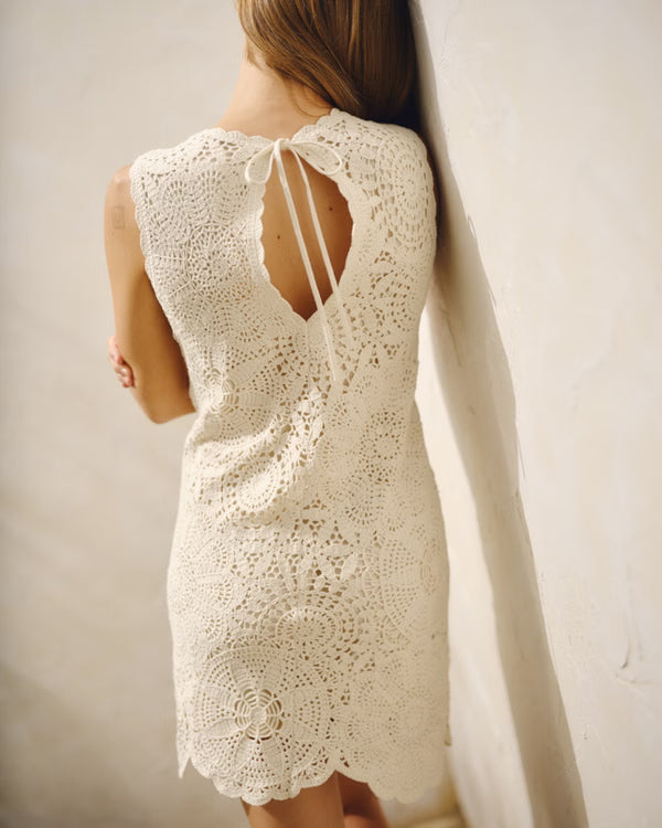 Open-Back Crochet Mini Dress