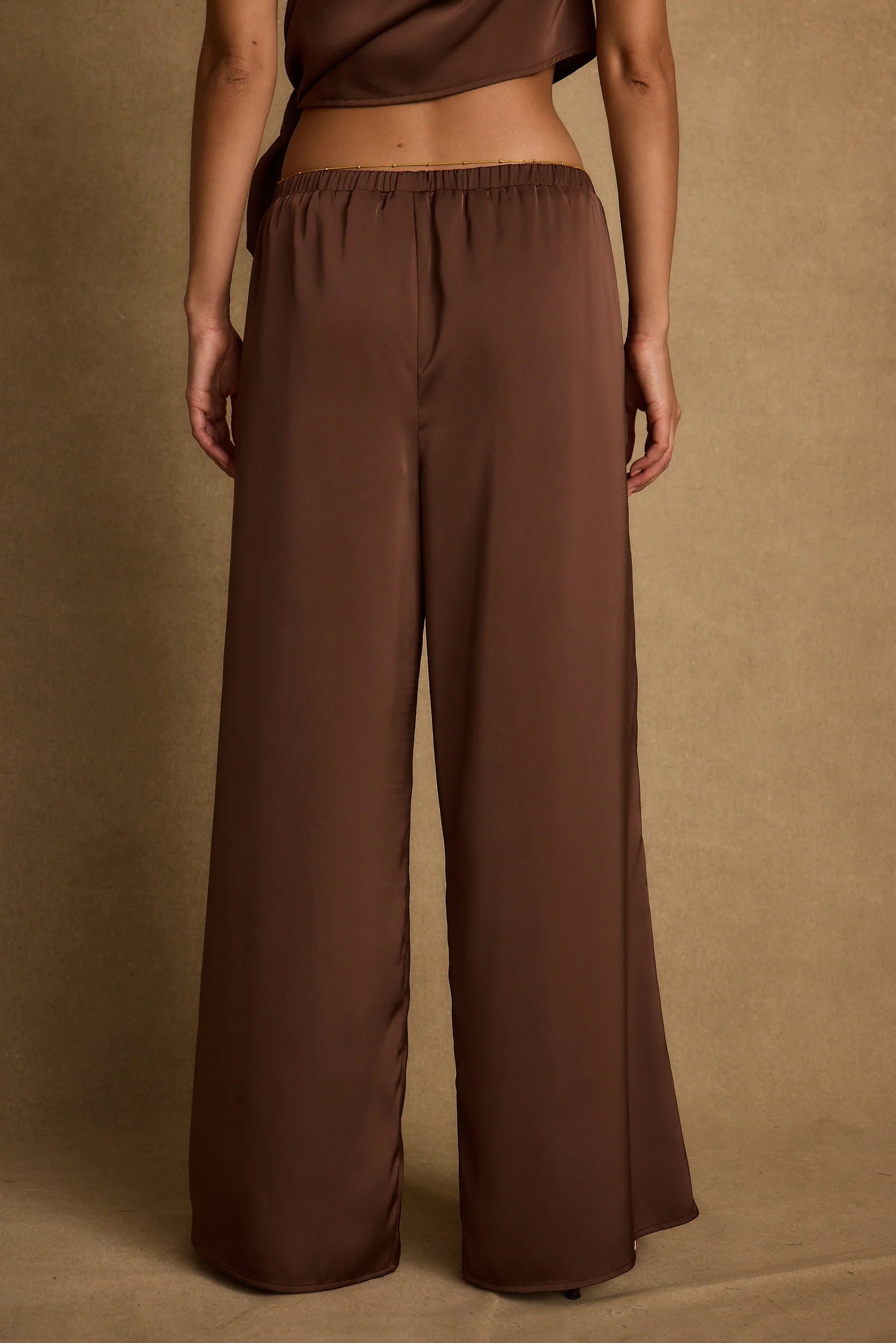Estelle Espresso Satin Pant