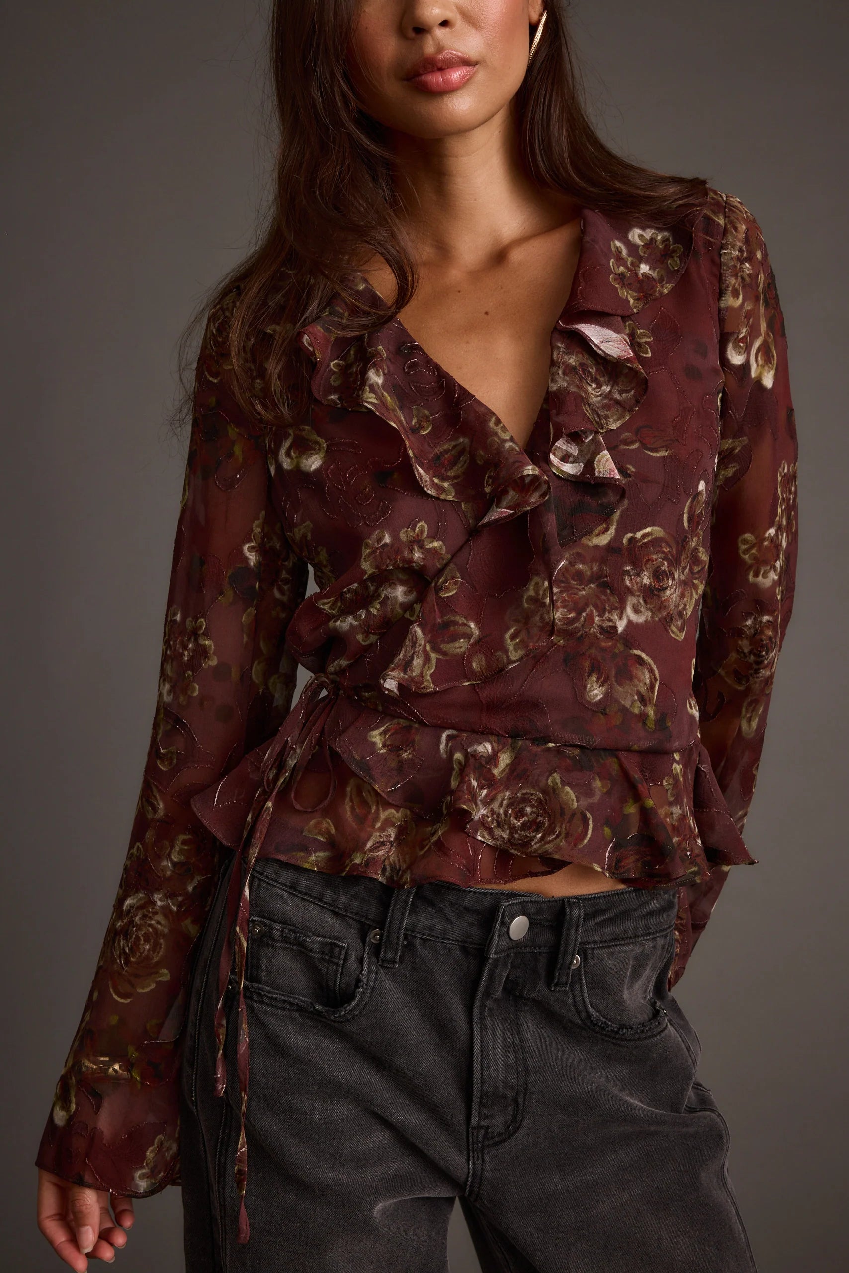 Dominique Plum Floral Blouse