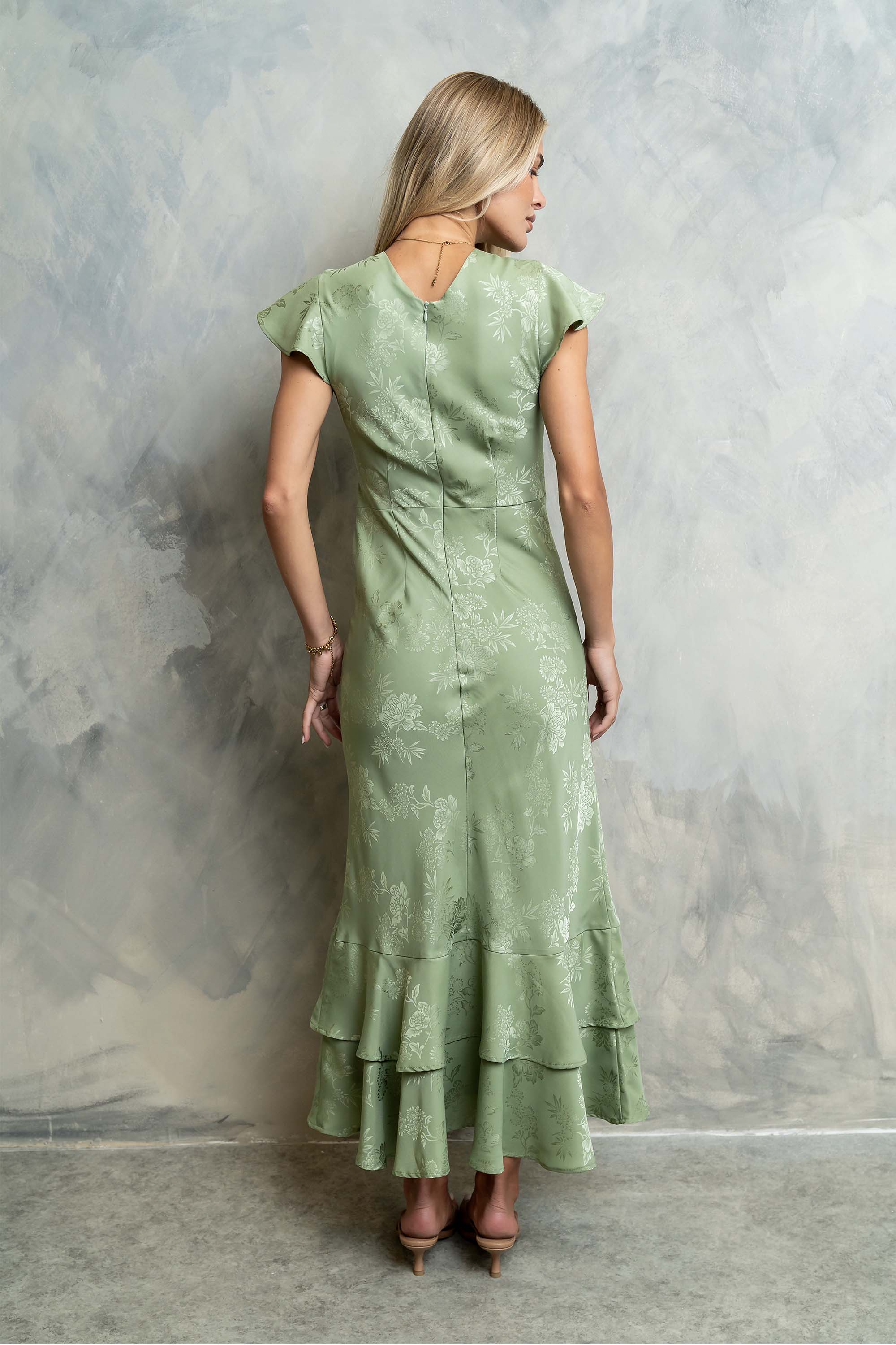 Mateo Floral Maxi Dress in Green