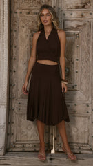 Taylin Halter Neck Top - Brown