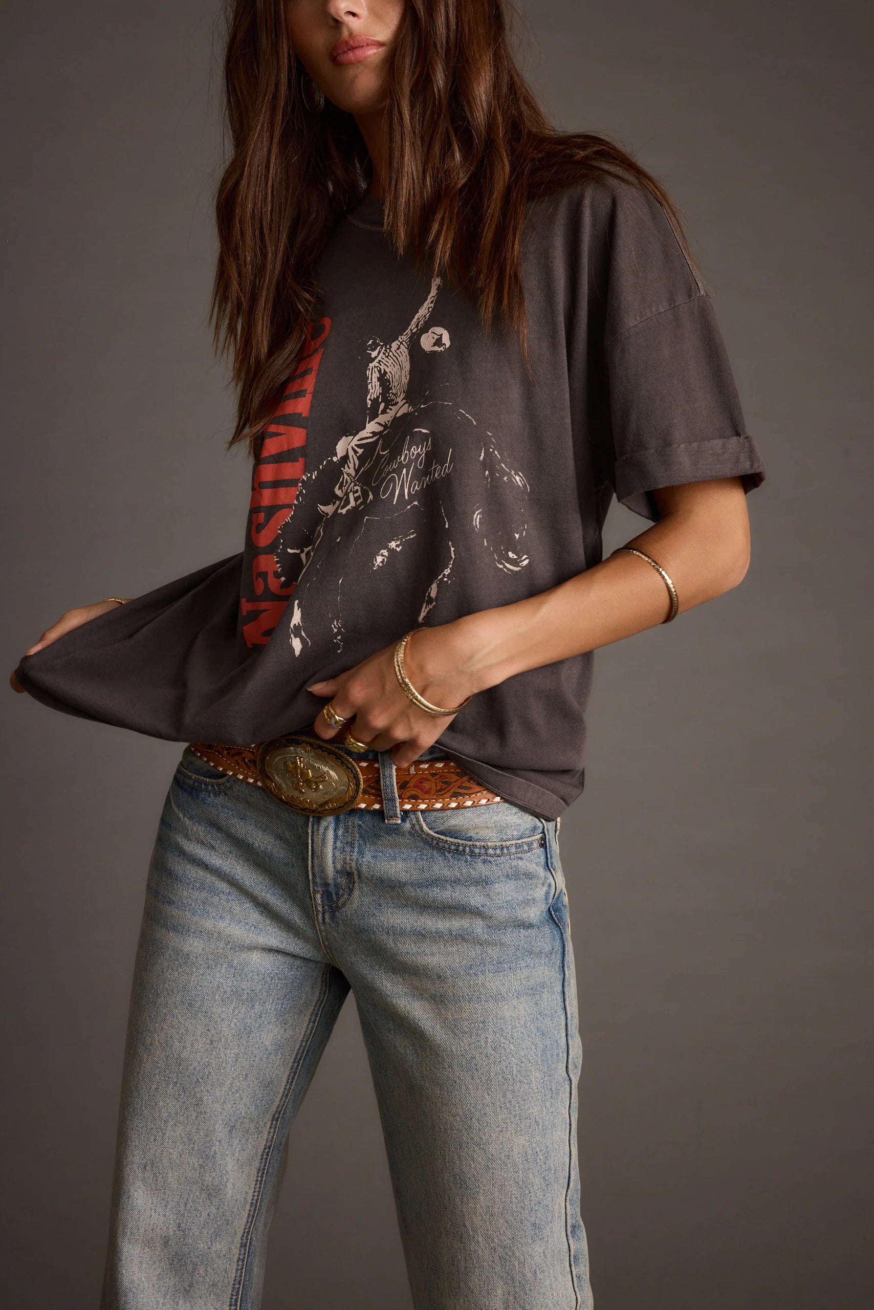 Callie Charcoal Oversized Graphic Tee
