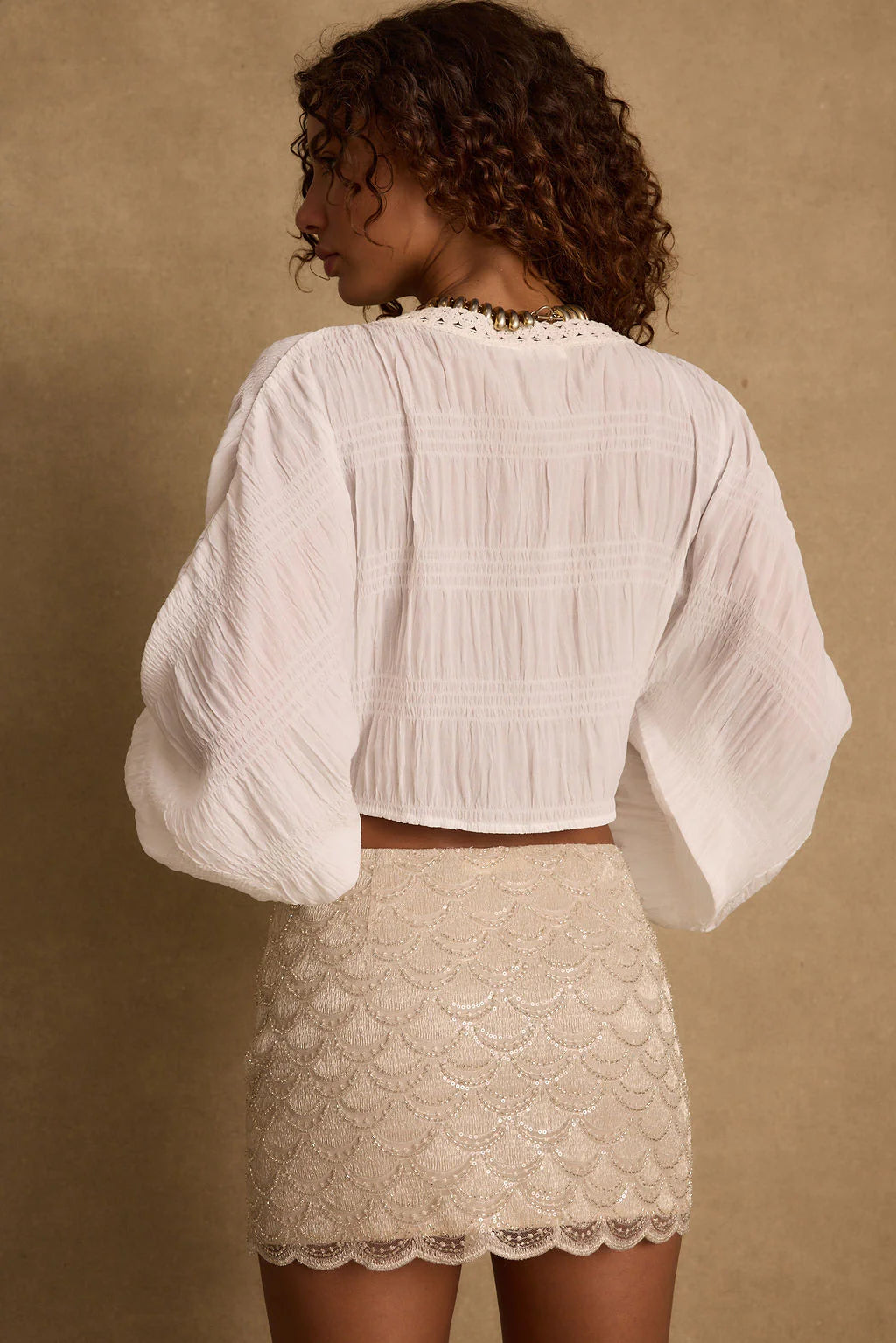 Rainey White Lace Up Top