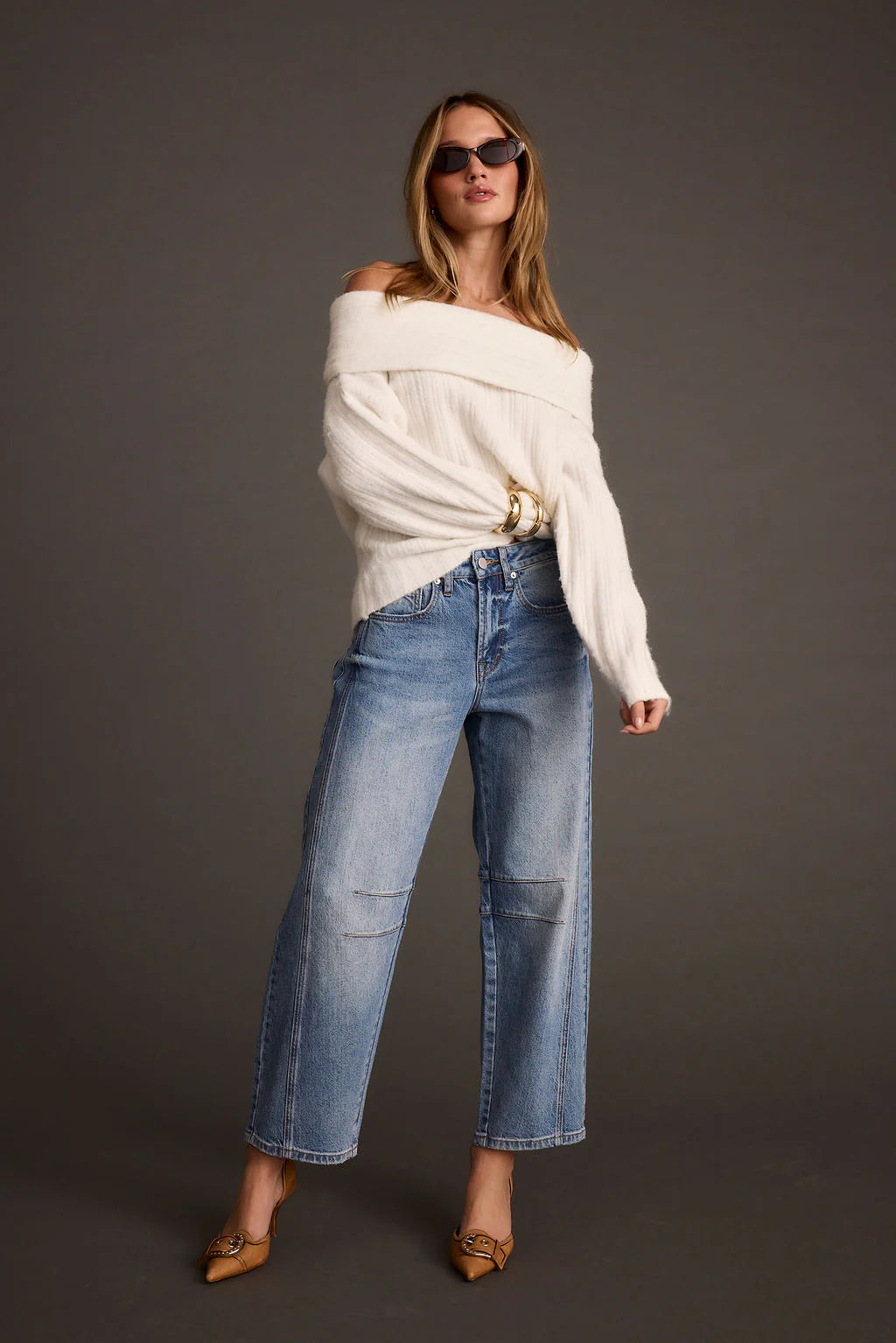 Pamela Ivory Off the Shoulder Sweater
