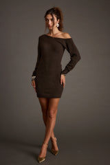 Margaret Mocha Sweater Mini Dress