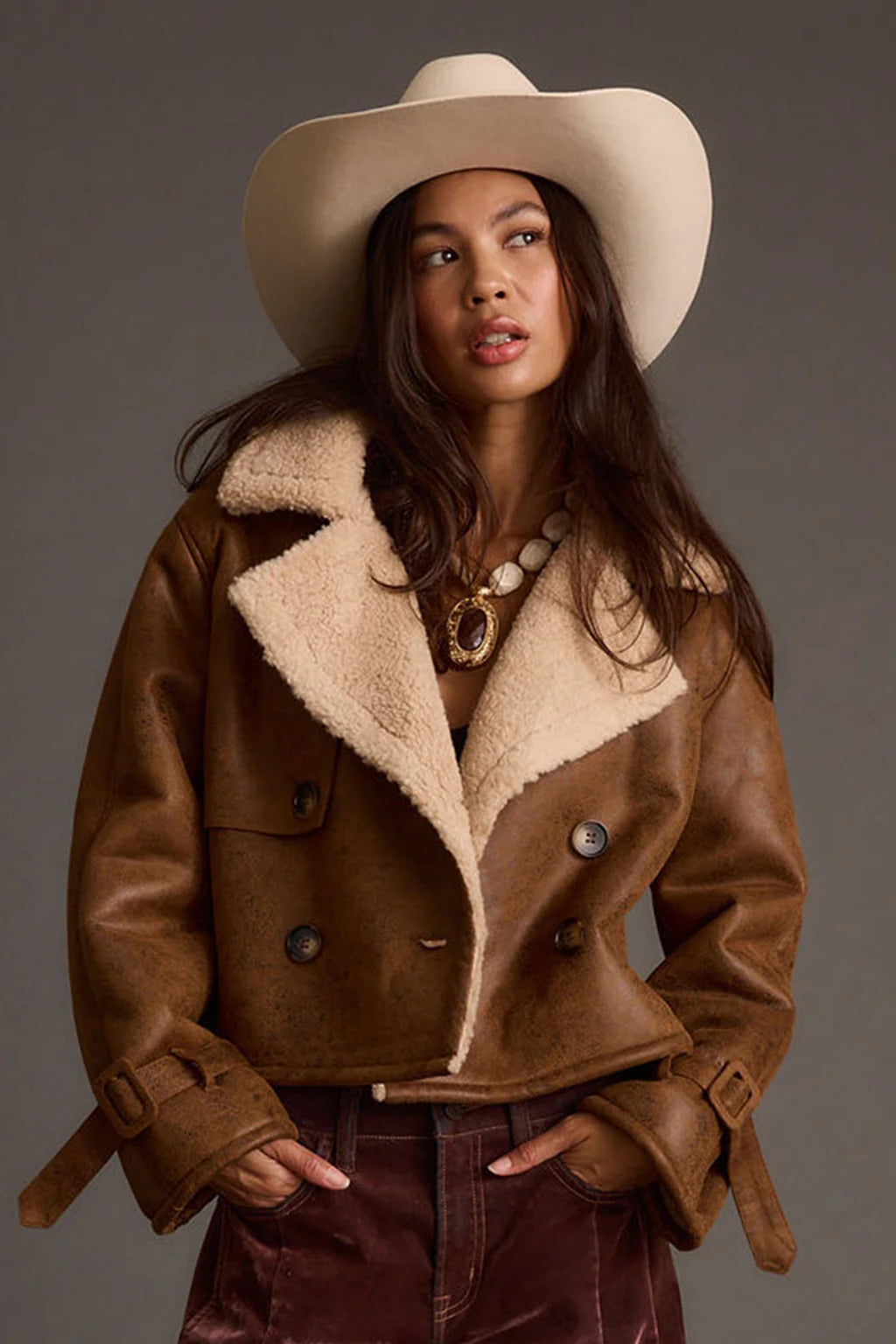 Avery Vintage Wash Sherling Coat