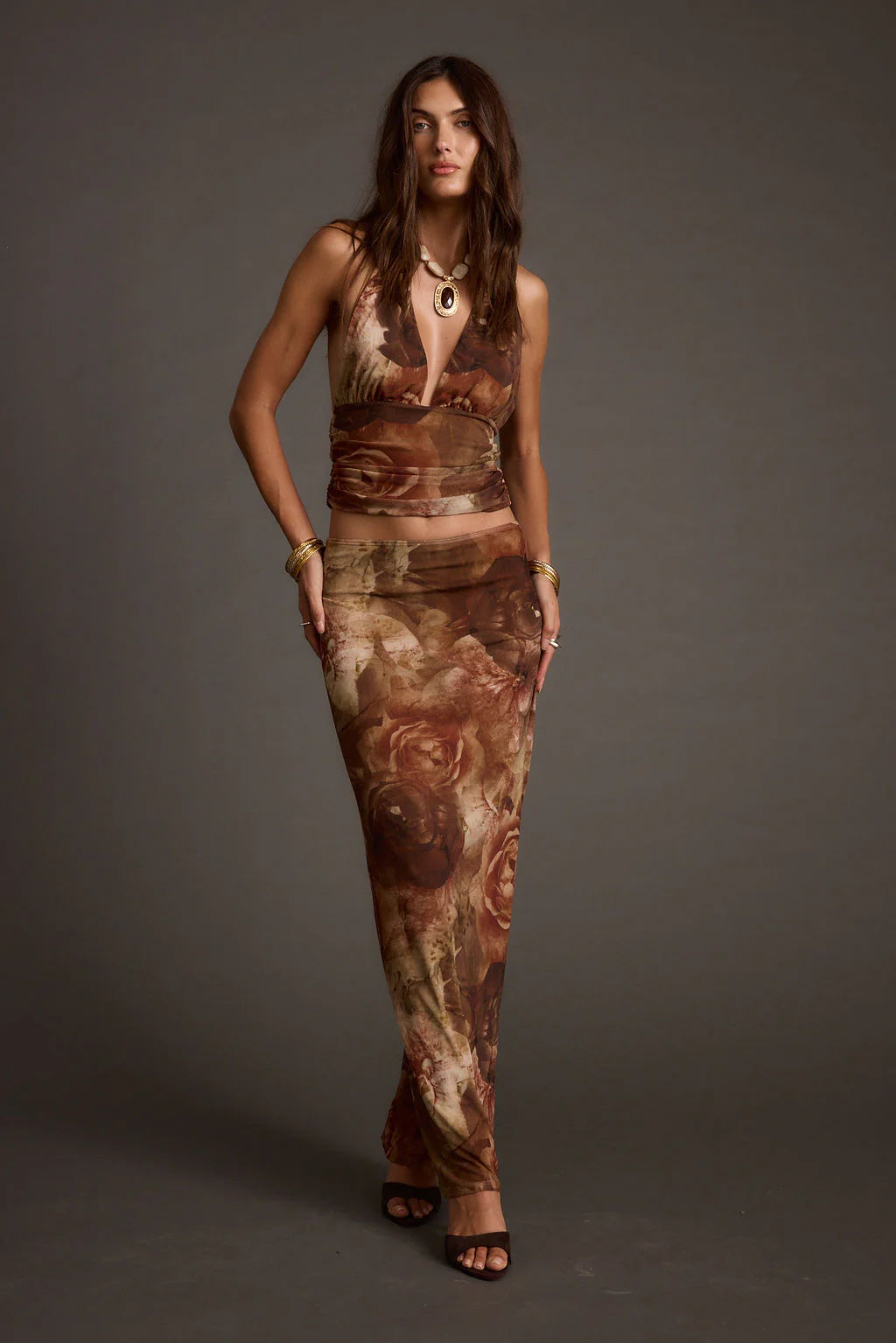 Julia Floral Mesh Maxi Skirt