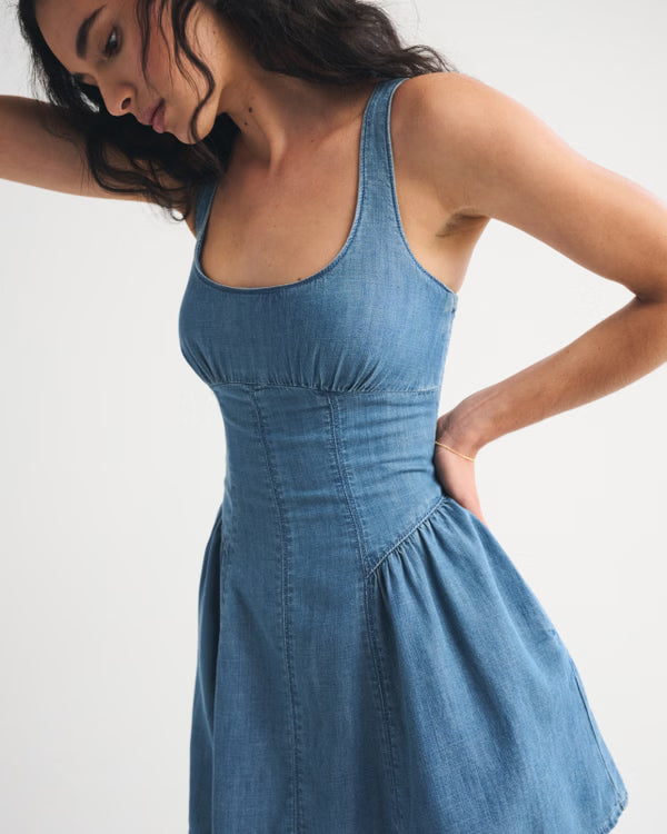 A&F Bra-Free Dylan Chambray Mini Dress-Medium