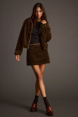 Tavern Mocha Corduroy Mini Skirt