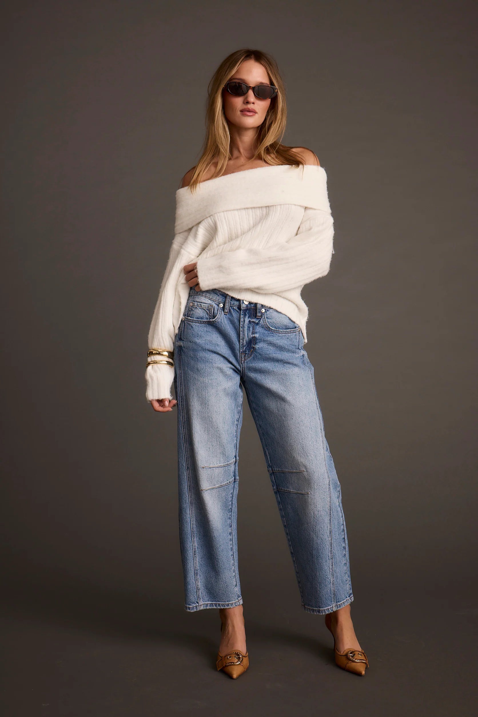 Pamela Ivory Off the Shoulder Sweater