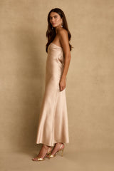 Natalia Champagne Strapless Maxi Dress