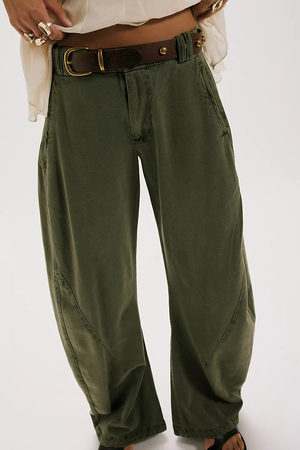 Spotlight Washed Barrel Chino Trousers-Dusty Olive