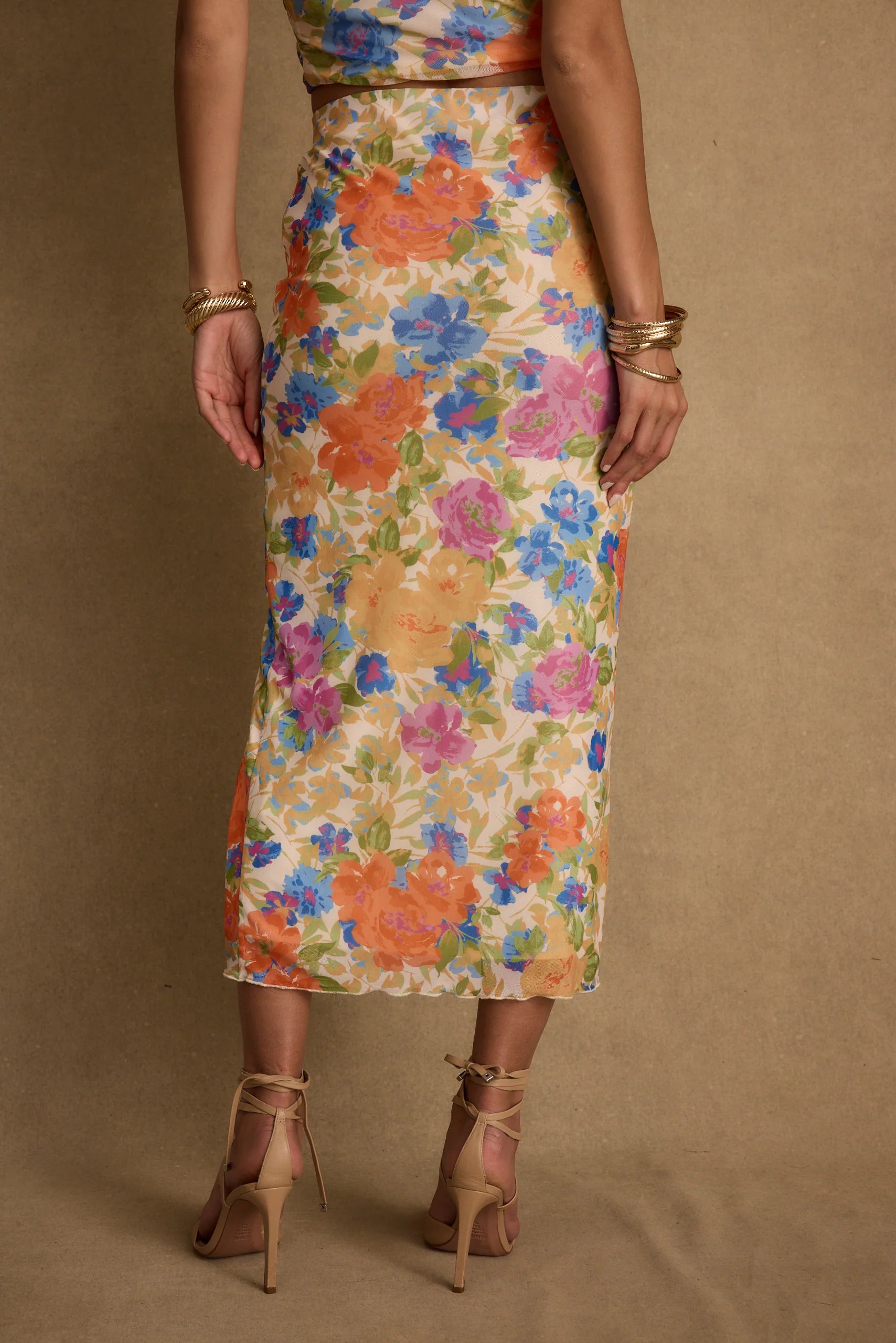 Marisol Floral Mesh Midi Skirt