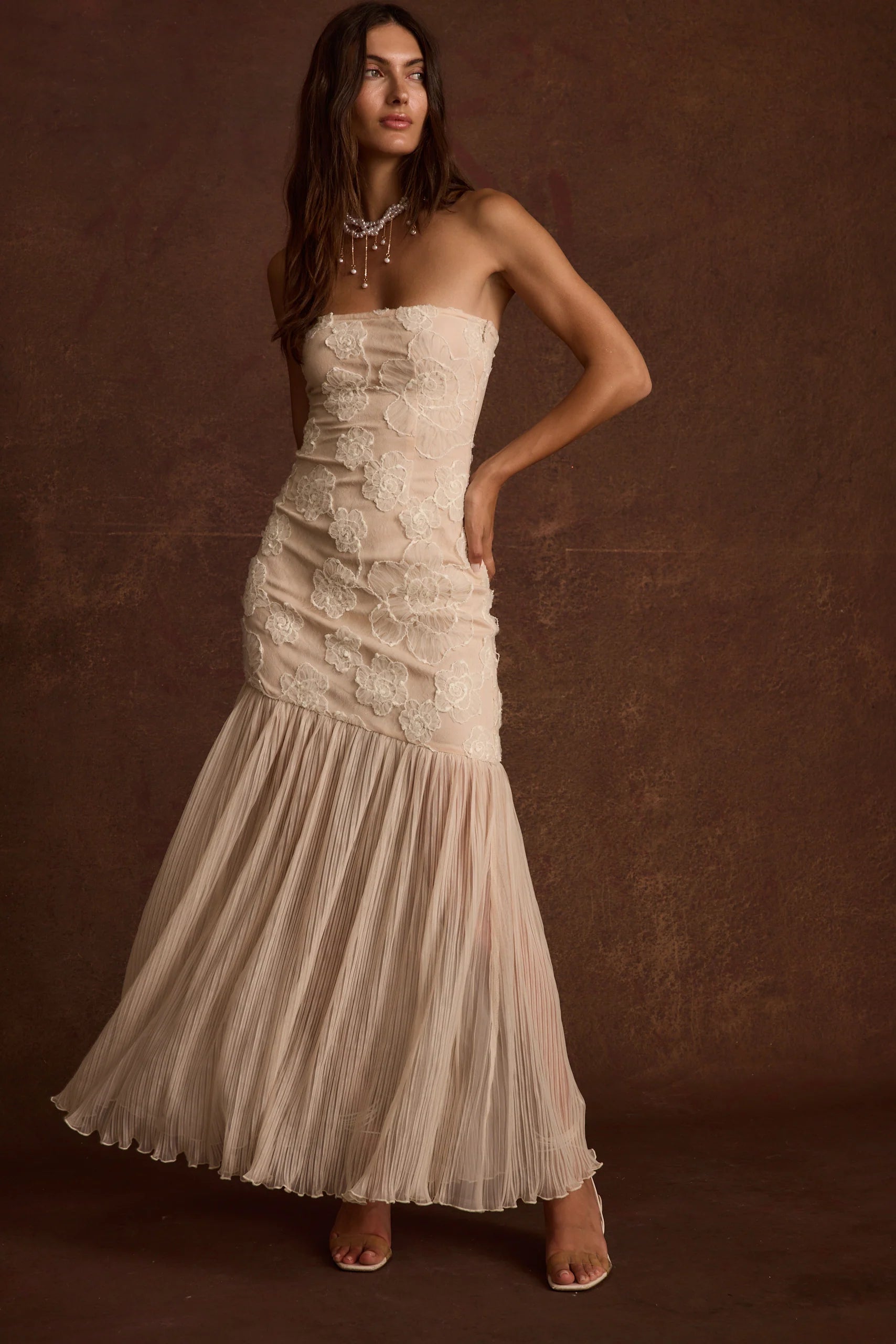 Daylight Blush Embroidered Maxi Dress