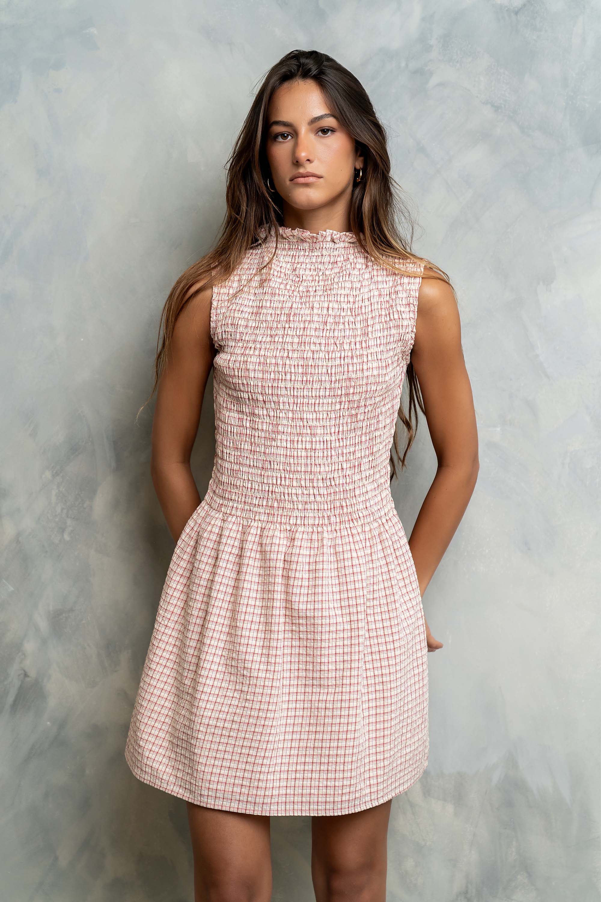 Jadeyn Plaid Smocked Mini Dress