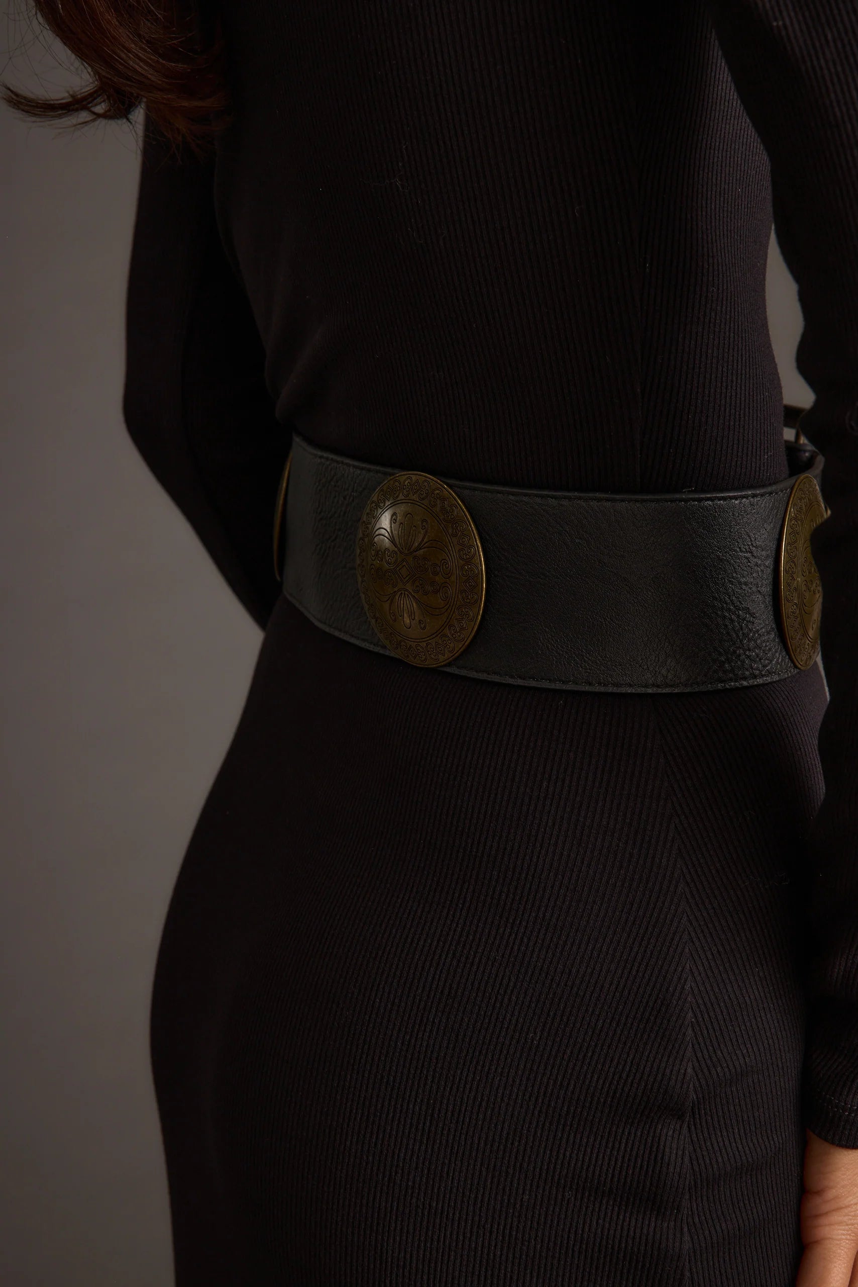 Greenwich Black Medallion Statement Belt