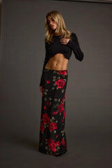 Julia Red Rose Mesh Maxi Skirt