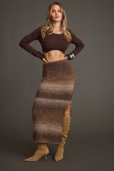 Malorie Brown Cropped Ribbed Sweater