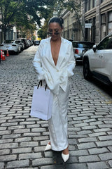 Madison White Satin Blazer