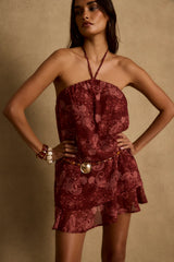 Mariana Mulberry Paisley Mini Dress