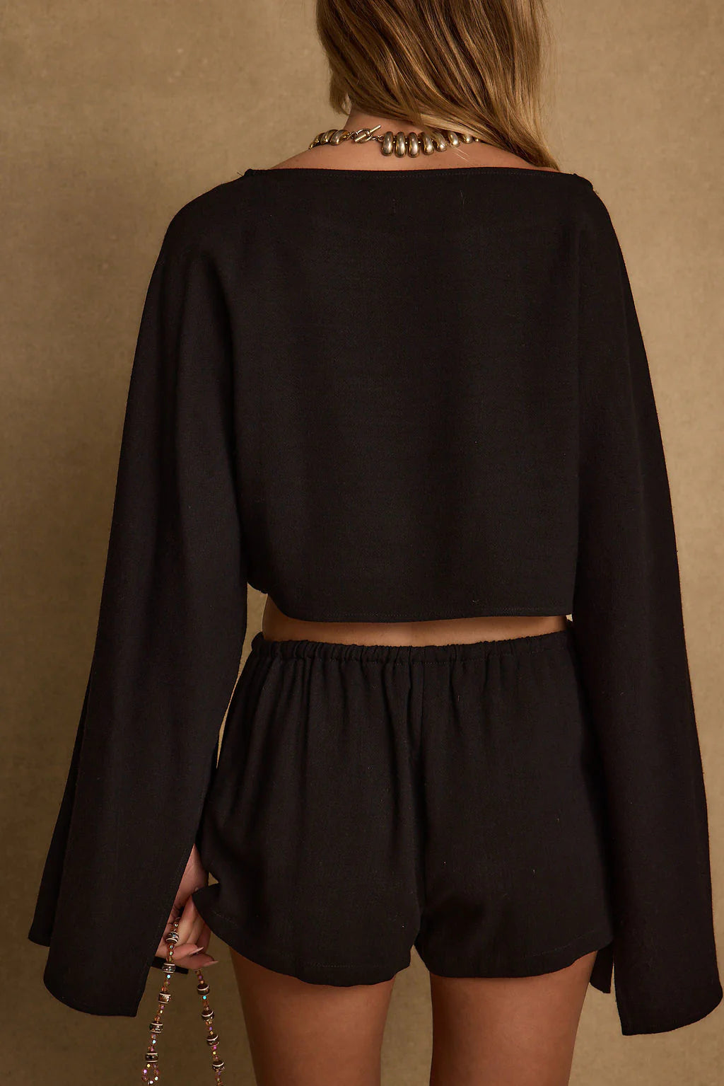 Clear Breeze Black Linen Shorts
