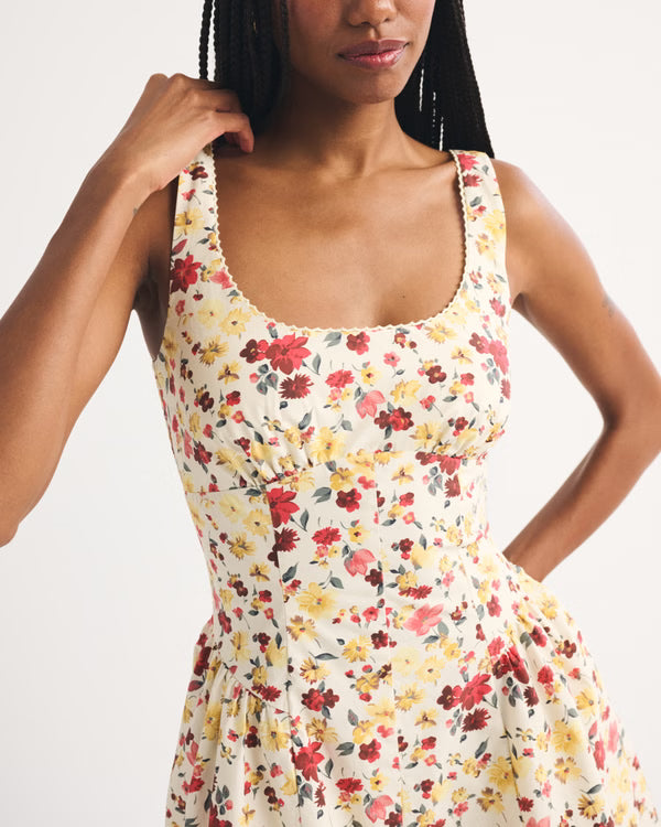 100% Cotton A&F Bra-Free Dylan Mini Dress-Cream Floral