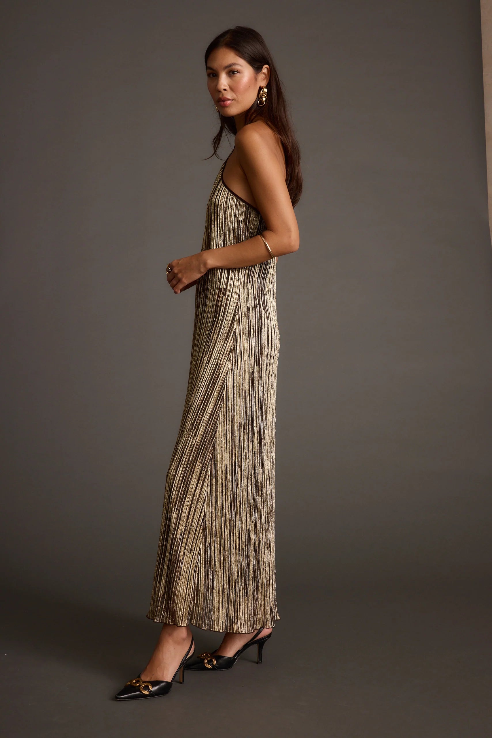 Prism Metallic Halter Maxi Dress