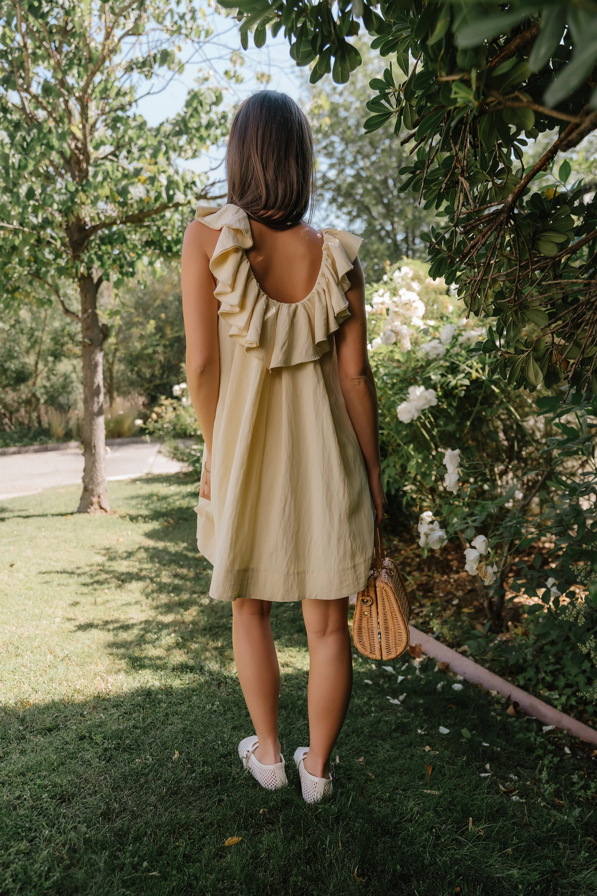 Juliet Ruffle Mini Dress in Yellow