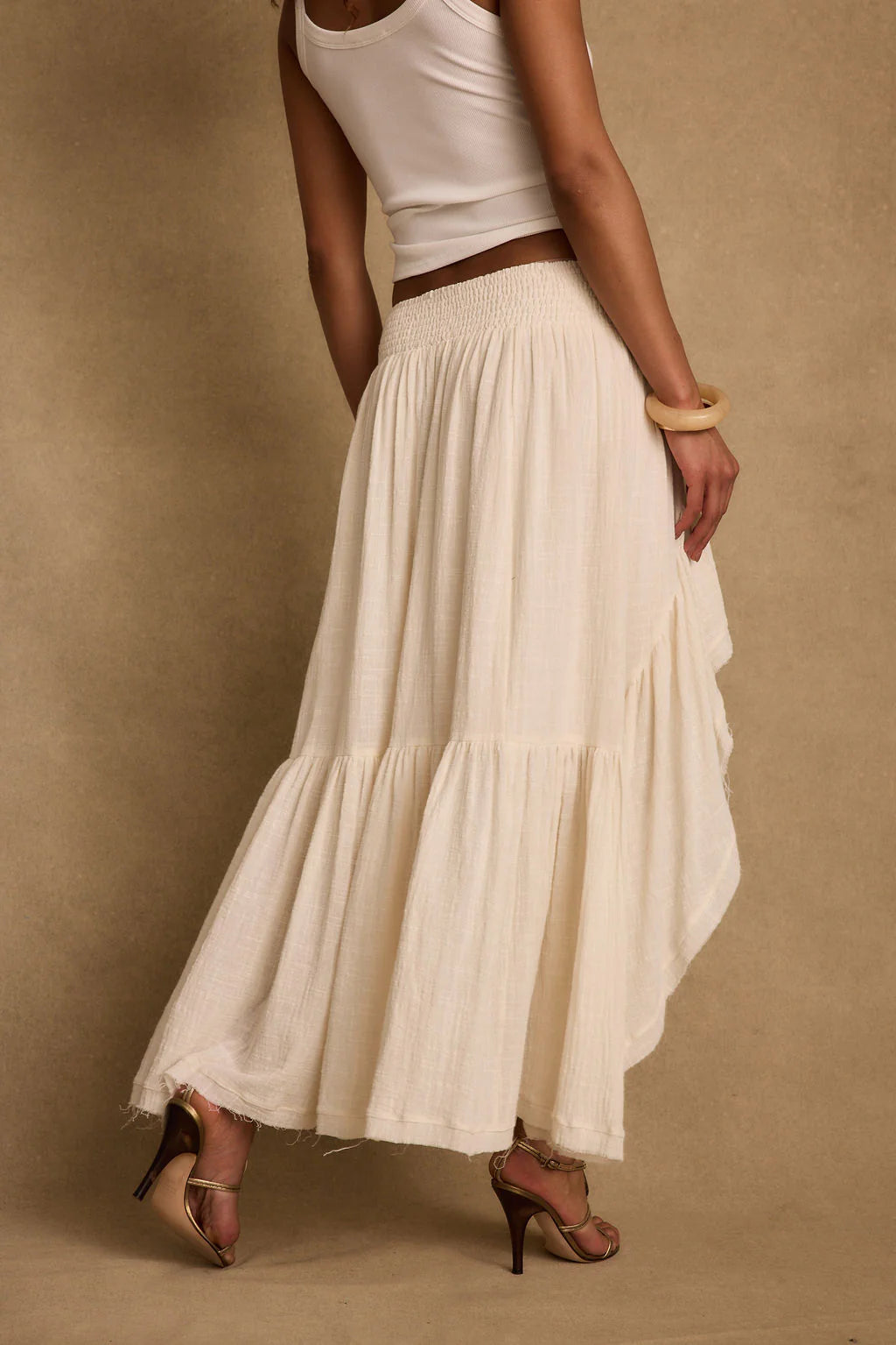 Calista Ivory High Low Maxi Skirt