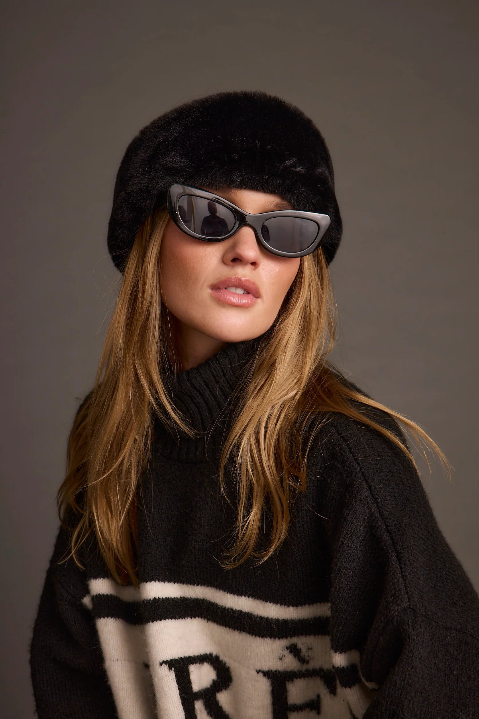 Chalet Black Faux Fur Headband