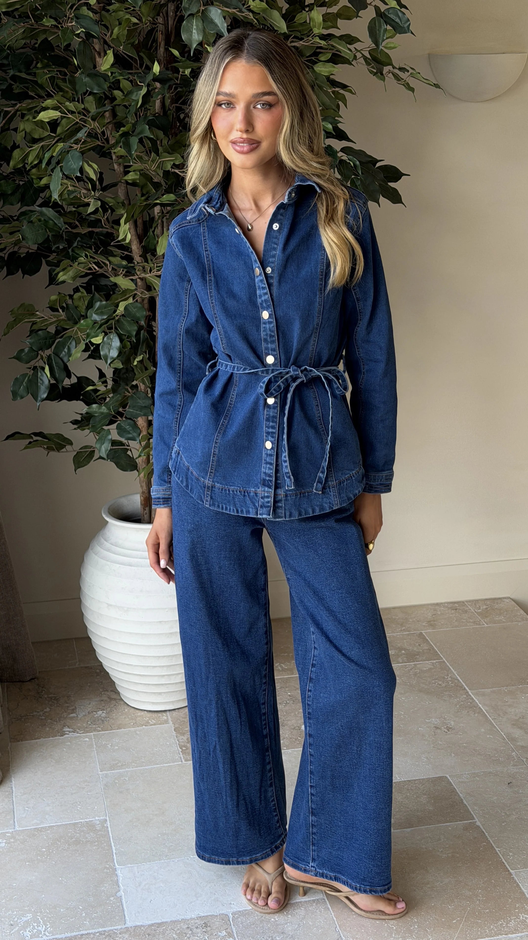 Nyra Wide Leg Jeans - Dark Denim