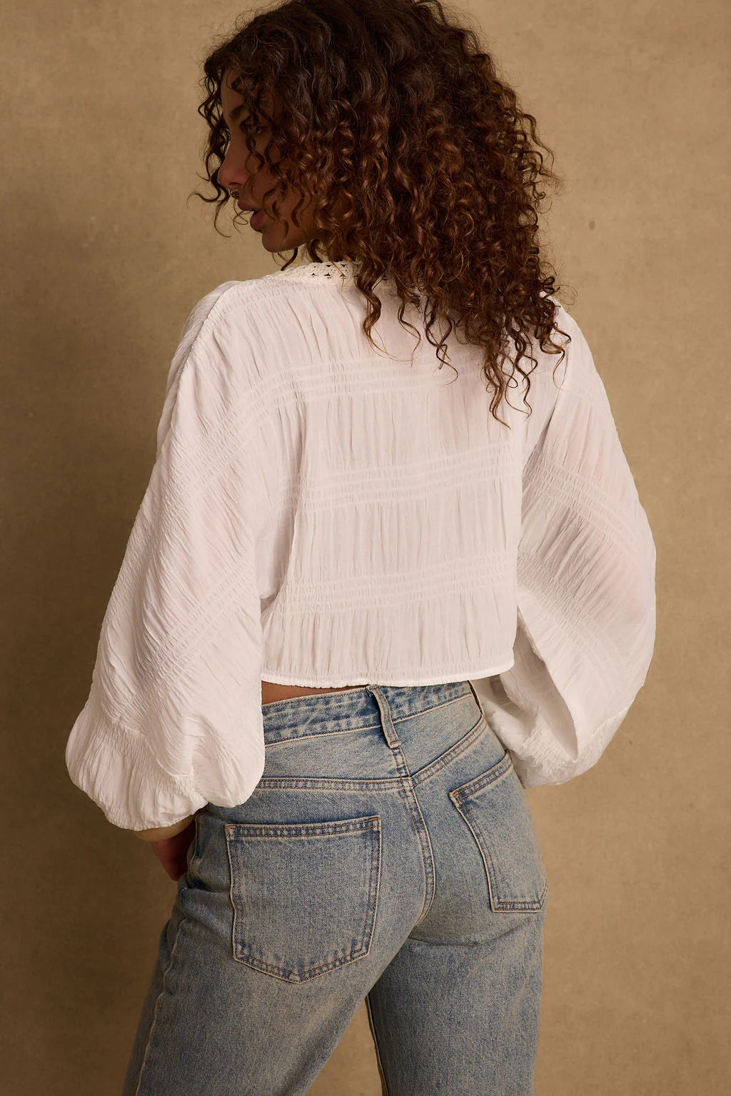 Rainey White Lace Up Top