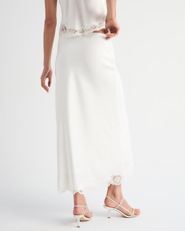 High Rise Satin Maxi Set Skirt