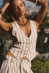 Diane White Striped Vest