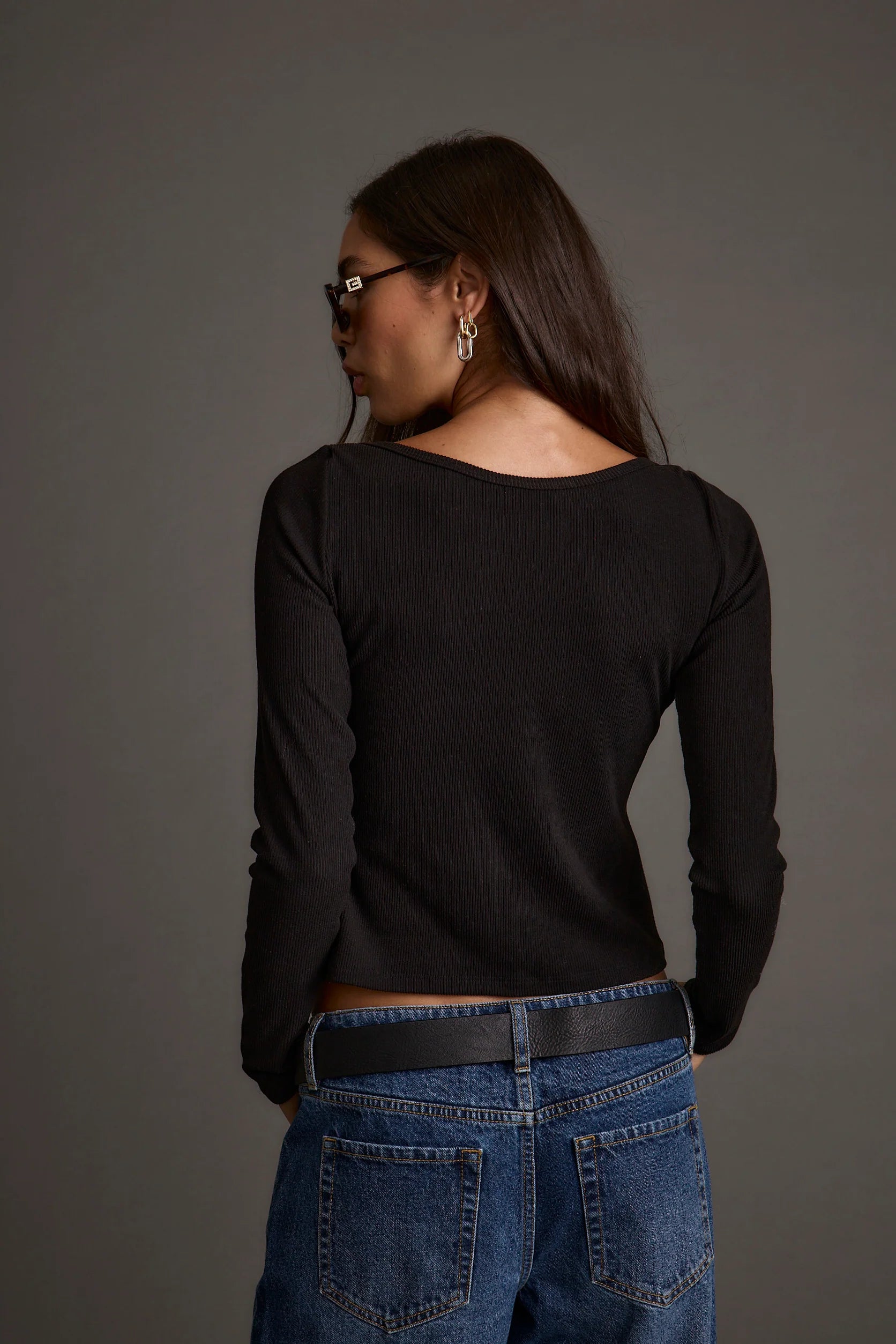 Matti Black Boat Neck Top