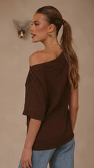 Aziel Off Shoulder Tee - Chocolate
