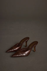 Delaney Espresso Western Croc Heel