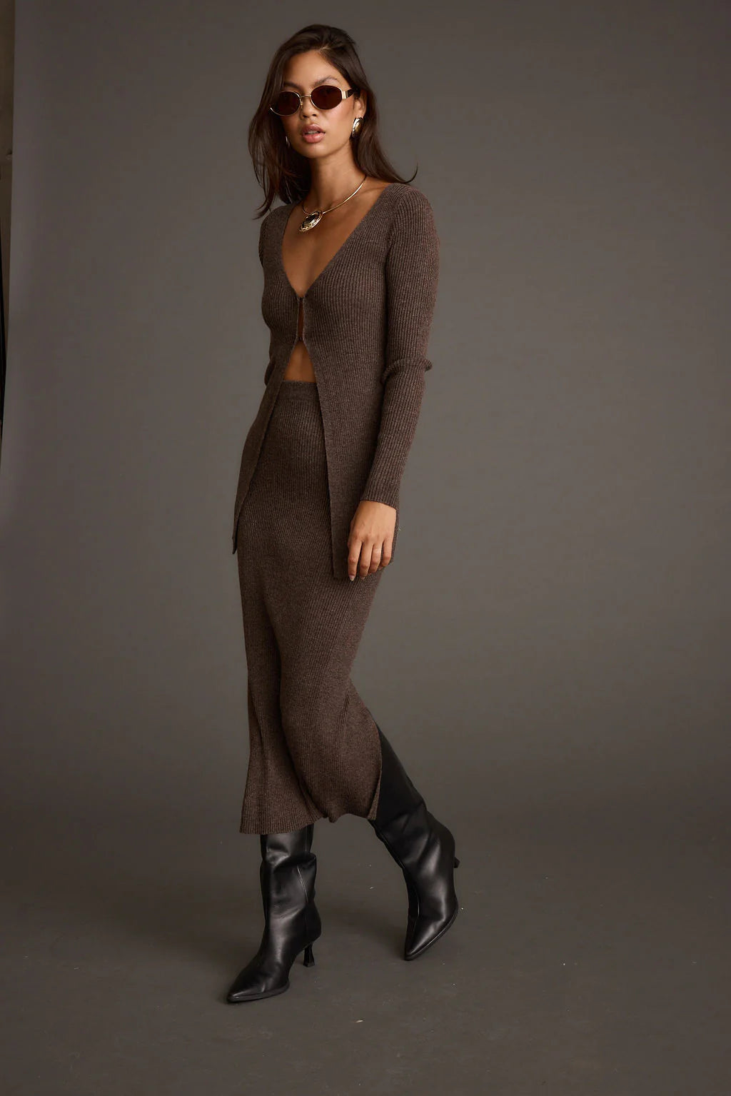 Tusk Mocha Sweater Midi Skirt
