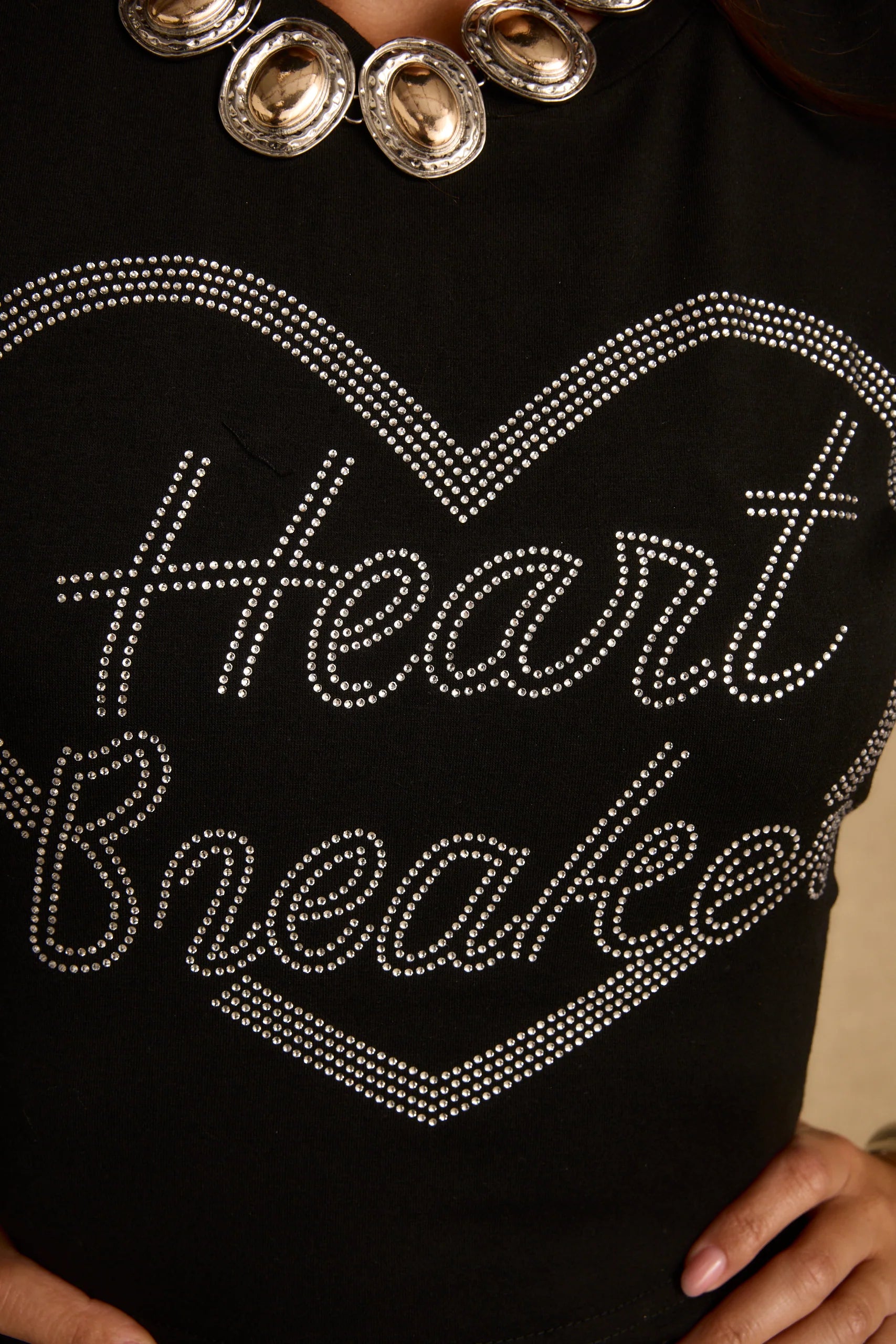 Heartbreaker Black Rhinestone Graphic Tee