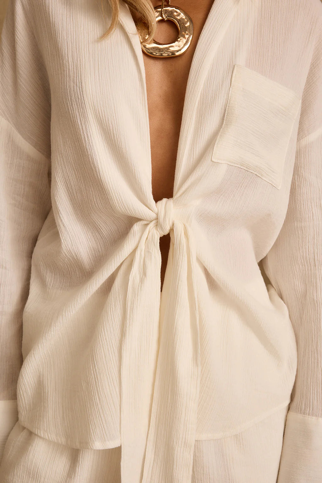 Ella Ivory Tie Top