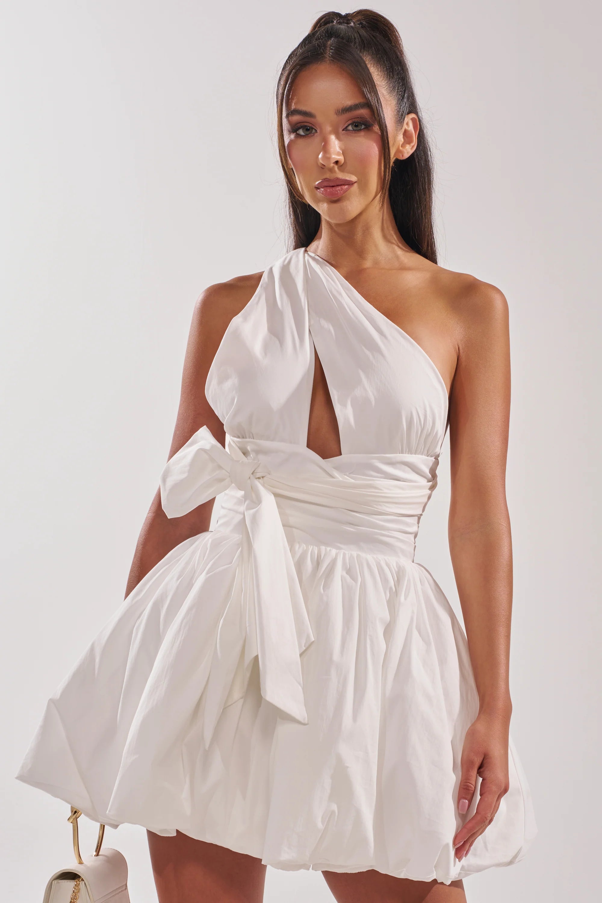 PRETTY IN POPLIN STRAPPY MULTIFUNCTION MINI DRESS IN WHITE