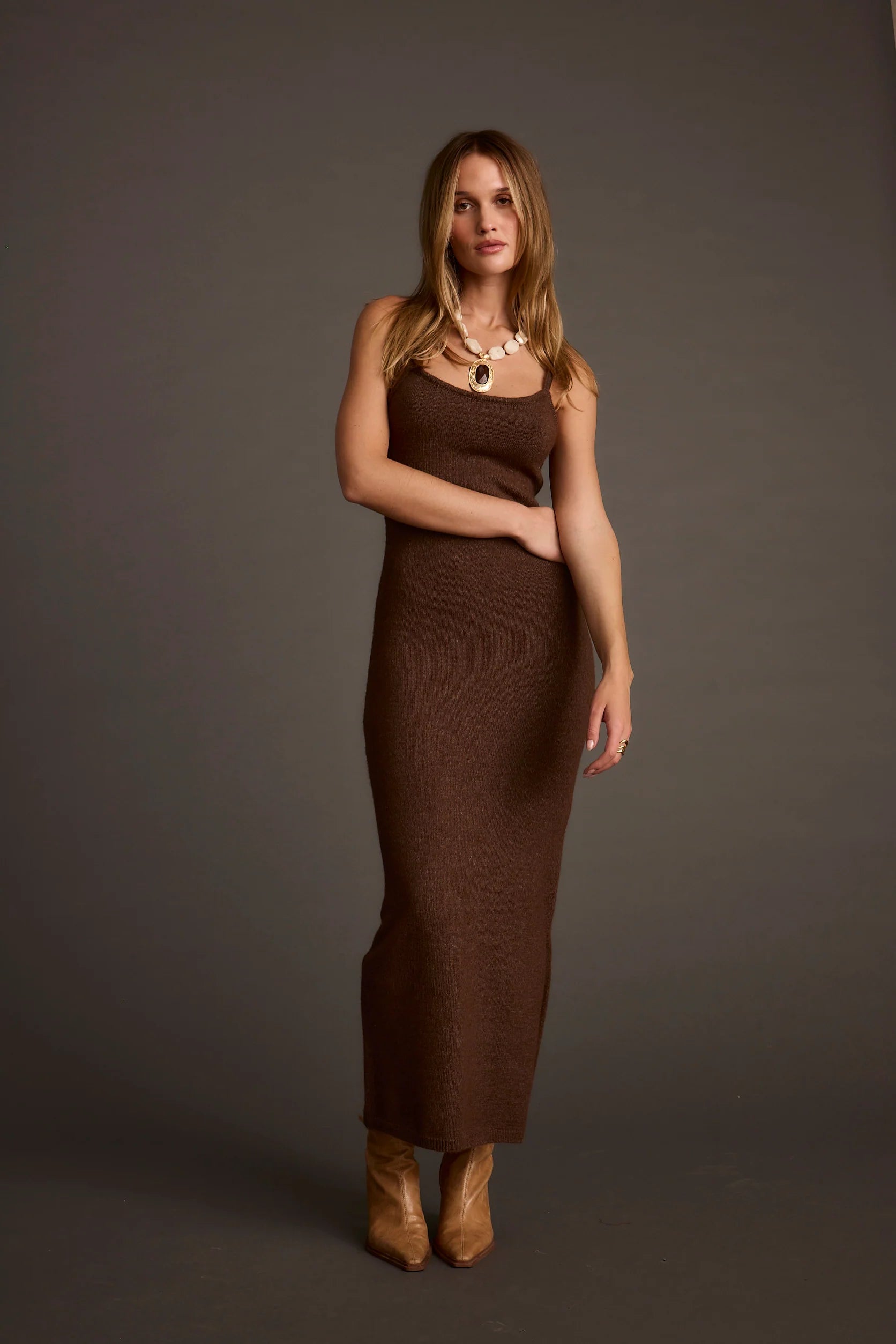 Teresa Mocha Sweater Midi Dress