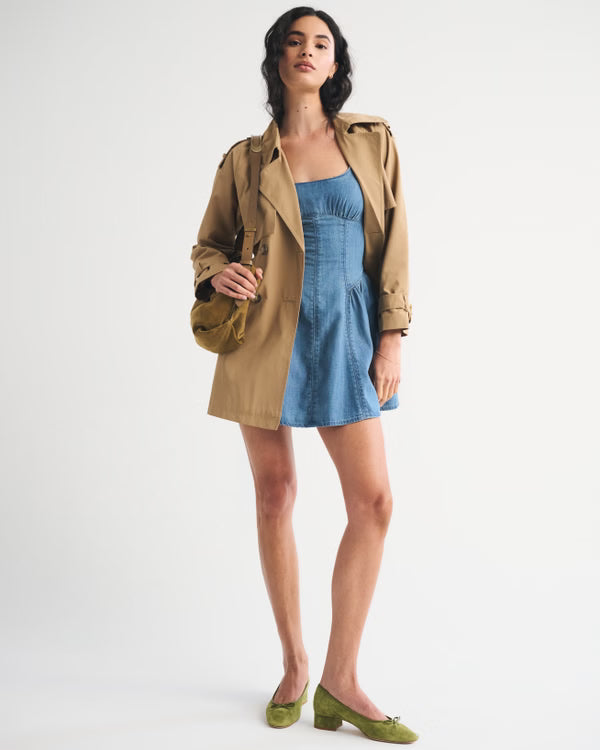 A&F Bra-Free Dylan Chambray Mini Dress-Medium
