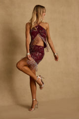 Capri Mulberry Beaded Halter Top