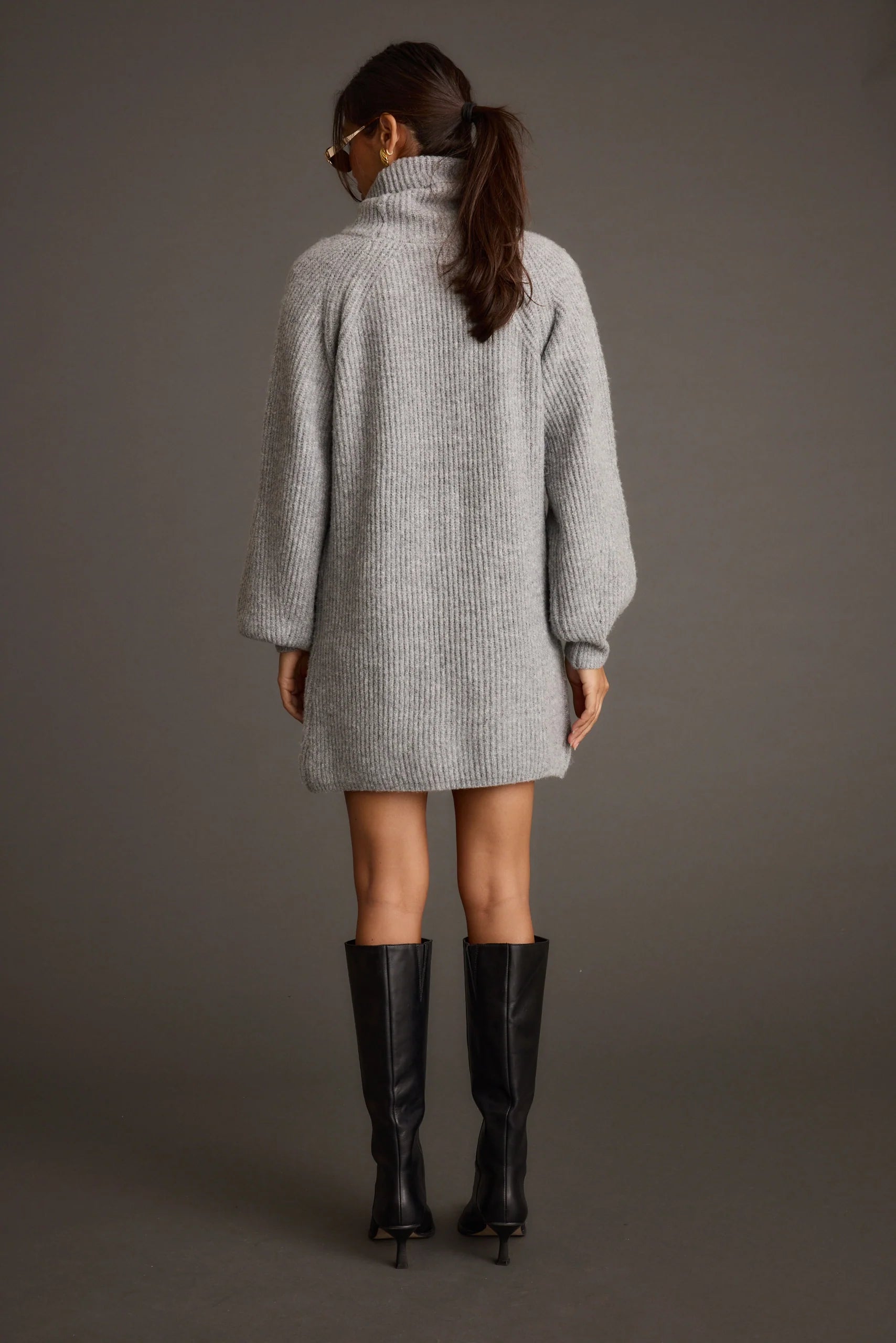 Beau Heather Grey Turtleneck Sweater Mini Dress